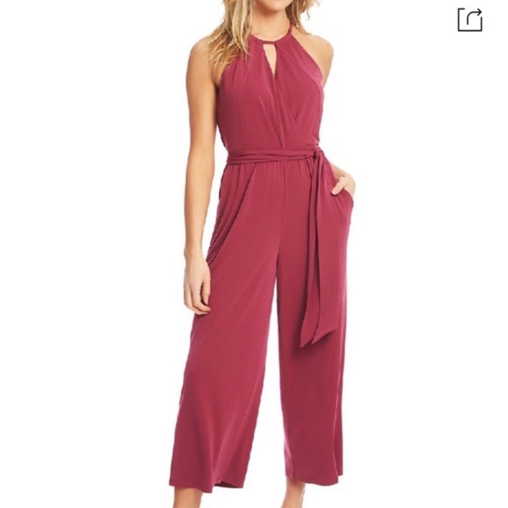 1State Berry colored sleeveless jumpsuit